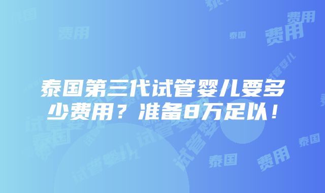 泰国第三代试管婴儿要多少费用？准备8万足以！