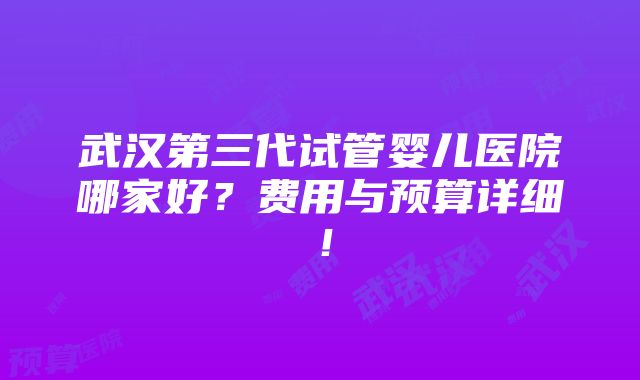 武汉第三代试管婴儿医院哪家好？费用与预算详细！