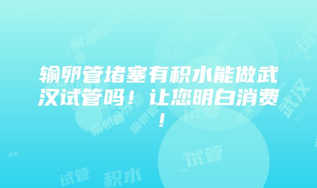 输卵管堵塞有积水能做武汉试管吗！让您明白消费！