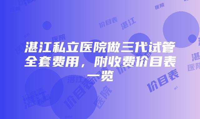 湛江私立医院做三代试管全套费用，附收费价目表一览