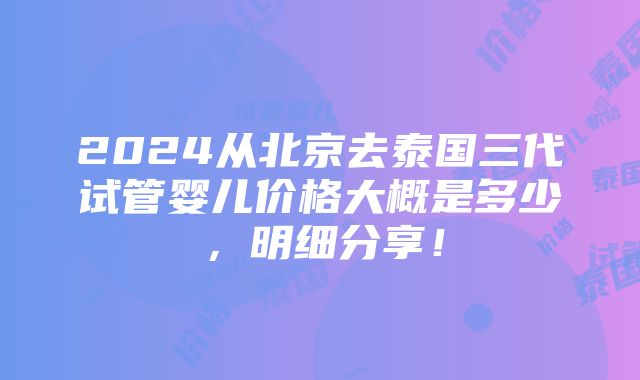 2024从北京去泰国三代试管婴儿价格大概是多少，明细分享！