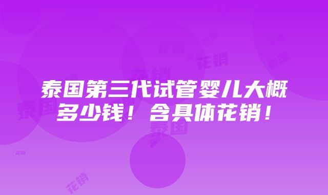 泰国第三代试管婴儿大概多少钱！含具体花销！