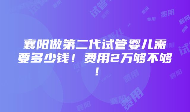 襄阳做第二代试管婴儿需要多少钱！费用2万够不够！