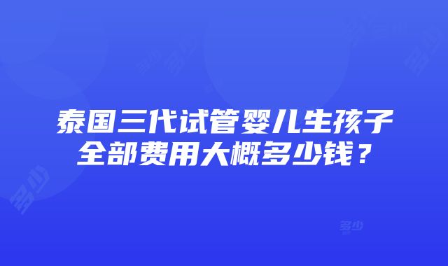 泰国三代试管婴儿生孩子全部费用大概多少钱？