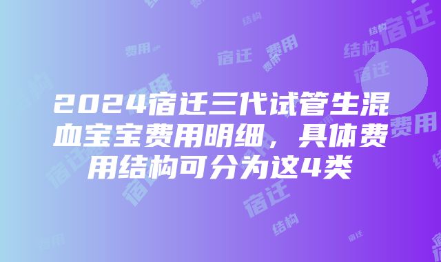 2024宿迁三代试管生混血宝宝费用明细，具体费用结构可分为这4类