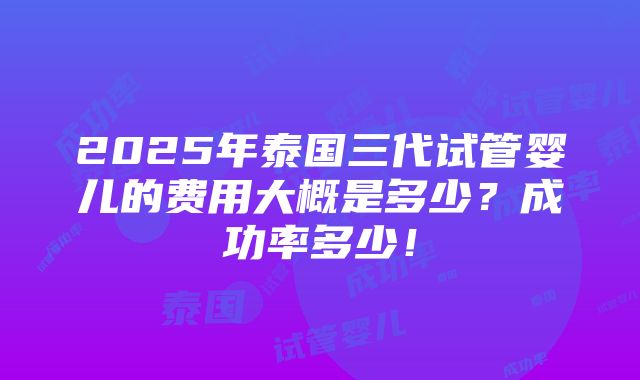 2025年泰国三代试管婴儿的费用大概是多少？成功率多少！