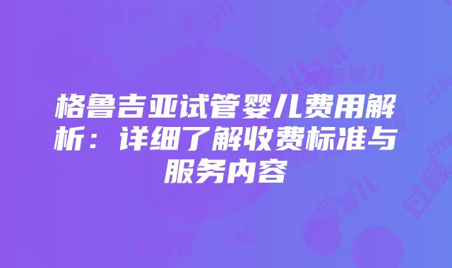 格鲁吉亚试管婴儿费用解析：详细了解收费标准与服务内容