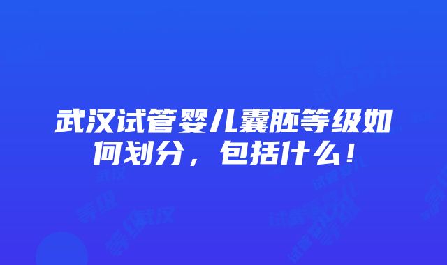 武汉试管婴儿囊胚等级如何划分，包括什么！