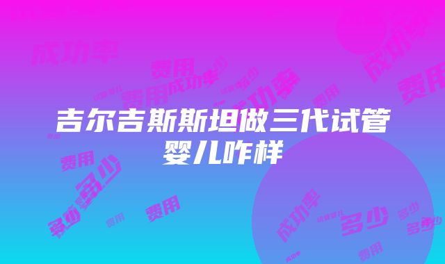 吉尔吉斯斯坦做三代试管婴儿咋样