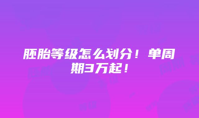 胚胎等级怎么划分！单周期3万起！