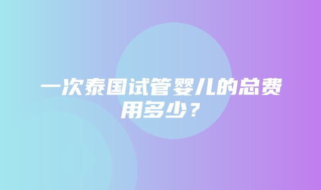 一次泰国试管婴儿的总费用多少？