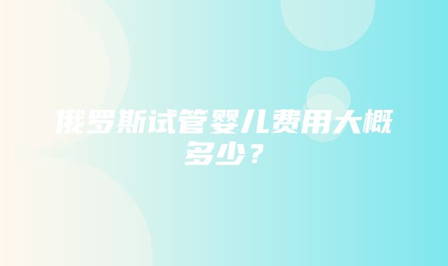 俄罗斯试管婴儿费用大概多少？