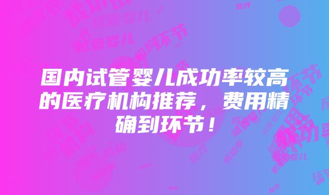 国内试管婴儿成功率较高的医疗机构推荐，费用精确到环节！