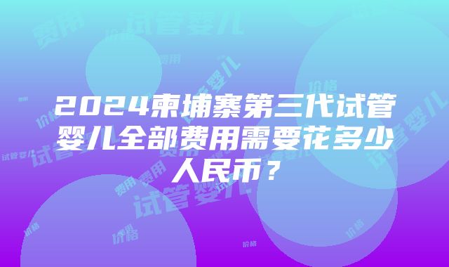 2024柬埔寨第三代试管婴儿全部费用需要花多少人民币？