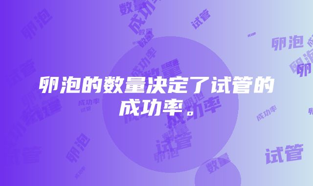 卵泡的数量决定了试管的成功率。