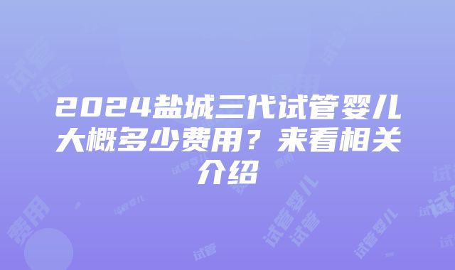 2024盐城三代试管婴儿大概多少费用？来看相关介绍