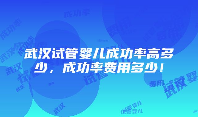 武汉试管婴儿成功率高多少，成功率费用多少！