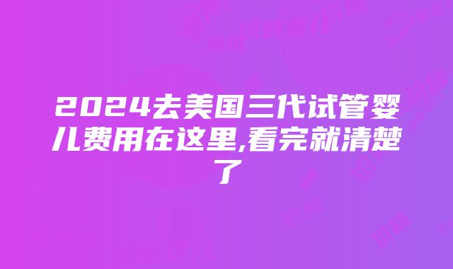 2024去美国三代试管婴儿费用在这里,看完就清楚了