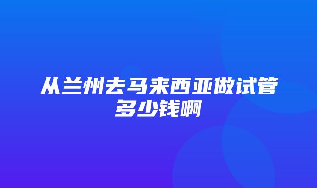 从兰州去马来西亚做试管多少钱啊