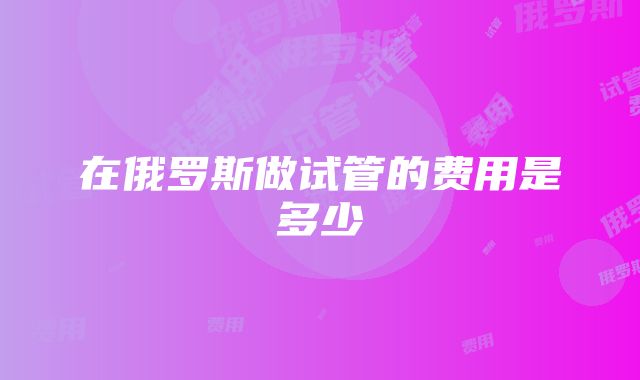 在俄罗斯做试管的费用是多少