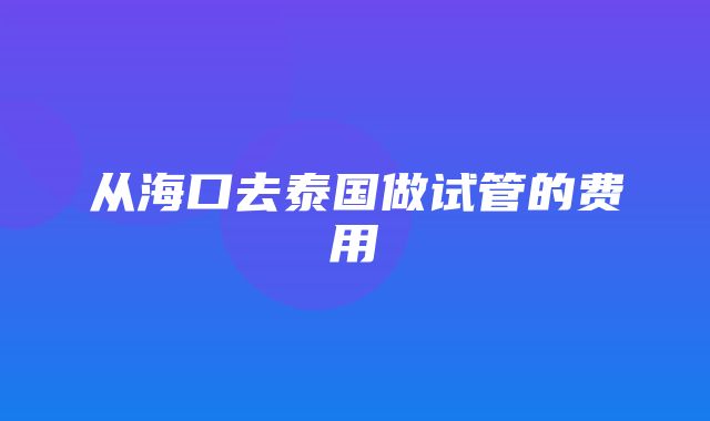 从海口去泰国做试管的费用