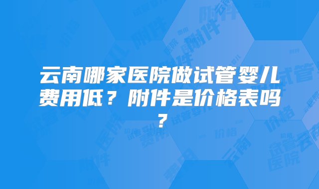 云南哪家医院做试管婴儿费用低？附件是价格表吗？