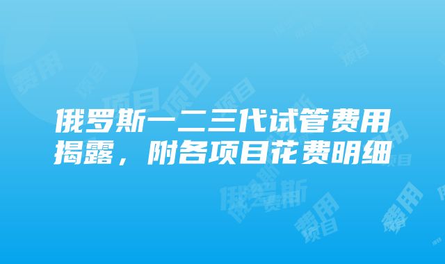 俄罗斯一二三代试管费用揭露，附各项目花费明细