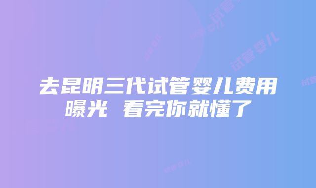 去昆明三代试管婴儿费用曝光 看完你就懂了