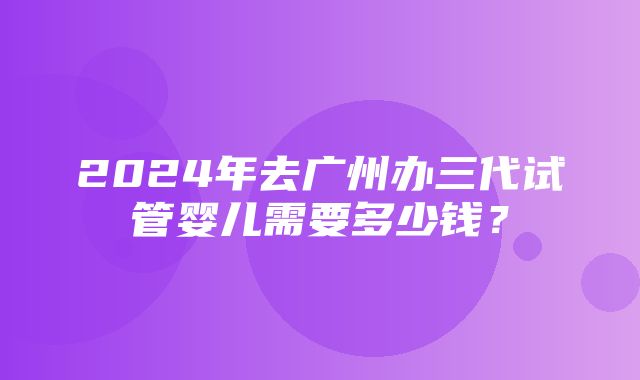 2024年去广州办三代试管婴儿需要多少钱？