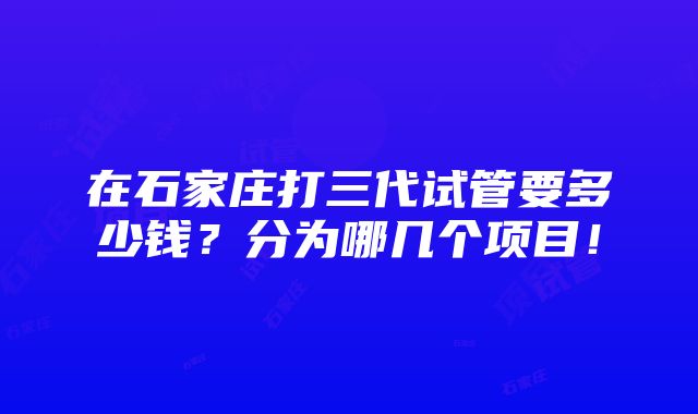 在石家庄打三代试管要多少钱？分为哪几个项目！