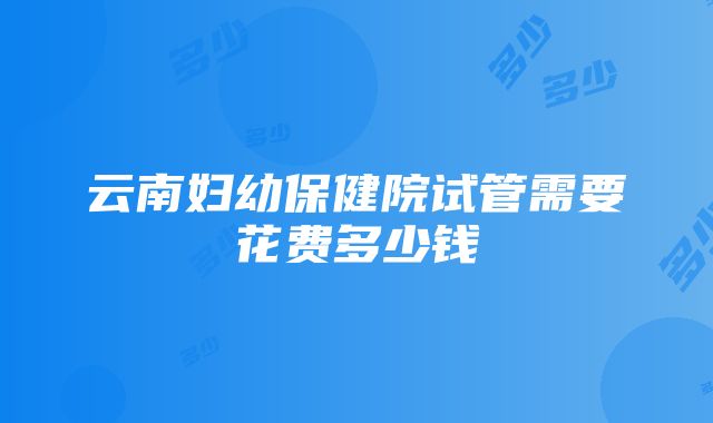 云南妇幼保健院试管需要花费多少钱