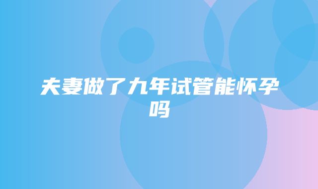 夫妻做了九年试管能怀孕吗