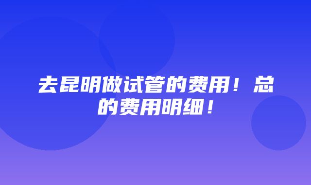 去昆明做试管的费用！总的费用明细！