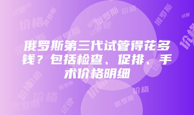 俄罗斯第三代试管得花多钱？包括检查、促排、手术价格明细