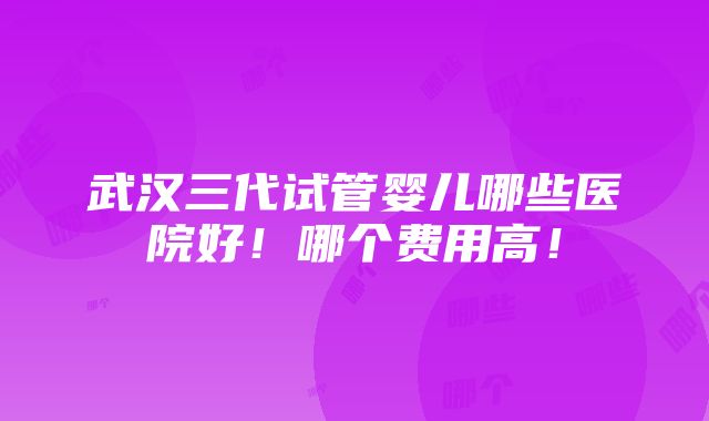 武汉三代试管婴儿哪些医院好！哪个费用高！