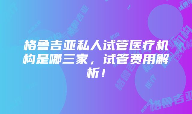 格鲁吉亚私人试管医疗机构是哪三家，试管费用解析！