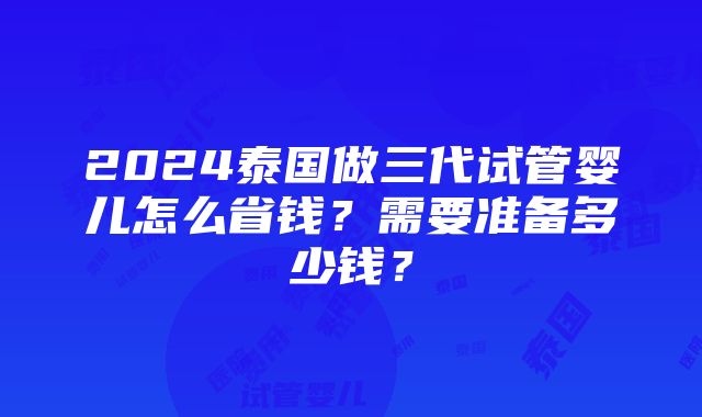 2024泰国做三代试管婴儿怎么省钱？需要准备多少钱？