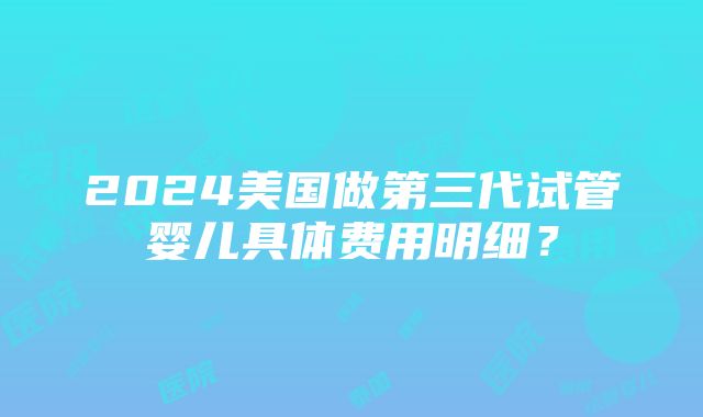 2024美国做第三代试管婴儿具体费用明细？