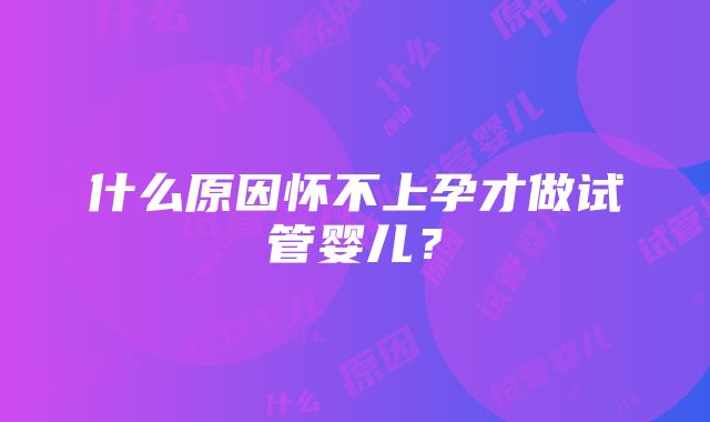 什么原因怀不上孕才做试管婴儿？