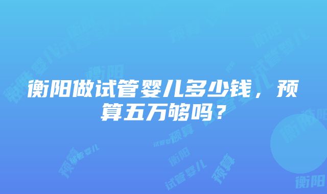 衡阳做试管婴儿多少钱，预算五万够吗？