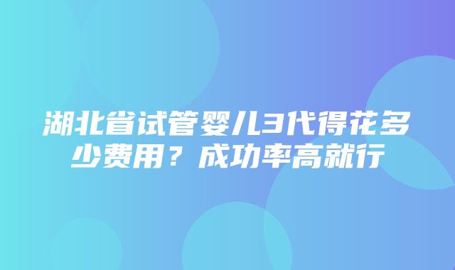 湖北省试管婴儿3代得花多少费用？成功率高就行