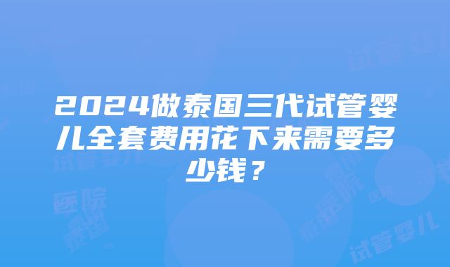 2024做泰国三代试管婴儿全套费用花下来需要多少钱？