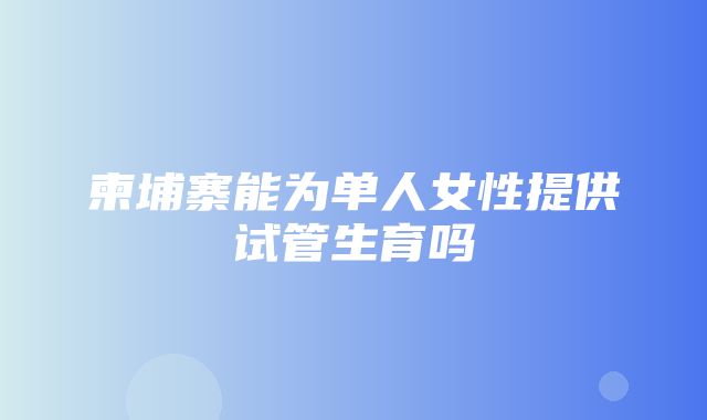 柬埔寨能为单人女性提供试管生育吗