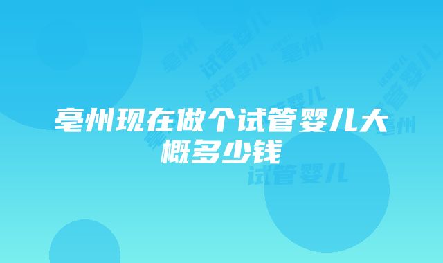 亳州现在做个试管婴儿大概多少钱