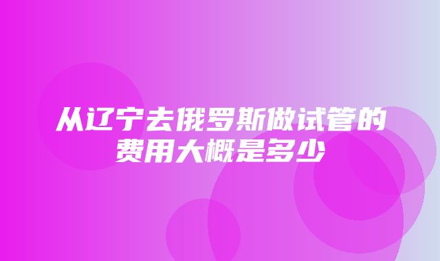 从辽宁去俄罗斯做试管的费用大概是多少