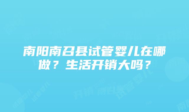 南阳南召县试管婴儿在哪做？生活开销大吗？