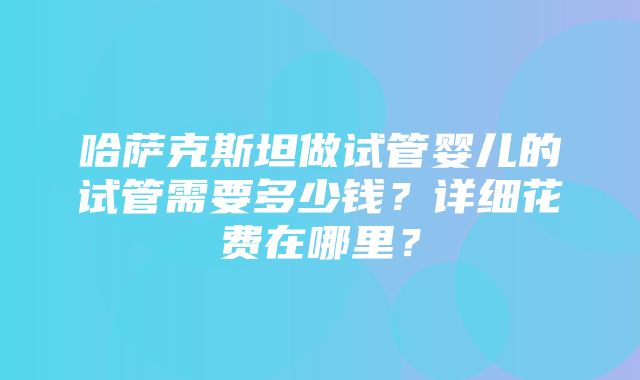 哈萨克斯坦做试管婴儿的试管需要多少钱？详细花费在哪里？