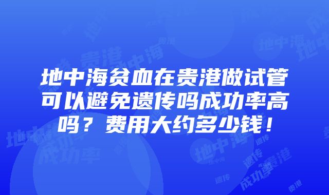 地中海贫血在贵港做试管可以避免遗传吗成功率高吗？费用大约多少钱！