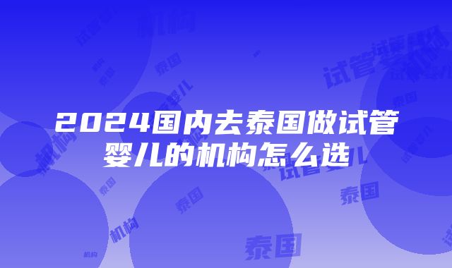 2024国内去泰国做试管婴儿的机构怎么选