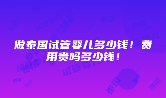 做泰国试管婴儿多少钱！费用贵吗多少钱！